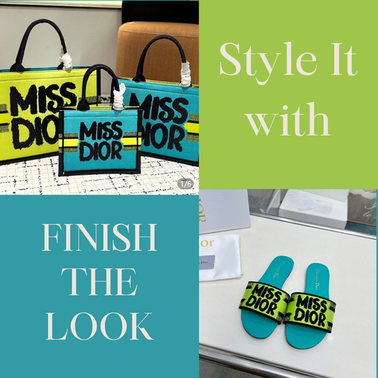 Christian Dior “Miss Dior” Medium Colorblock Purse – Lime Yellow, Turquoise & Black